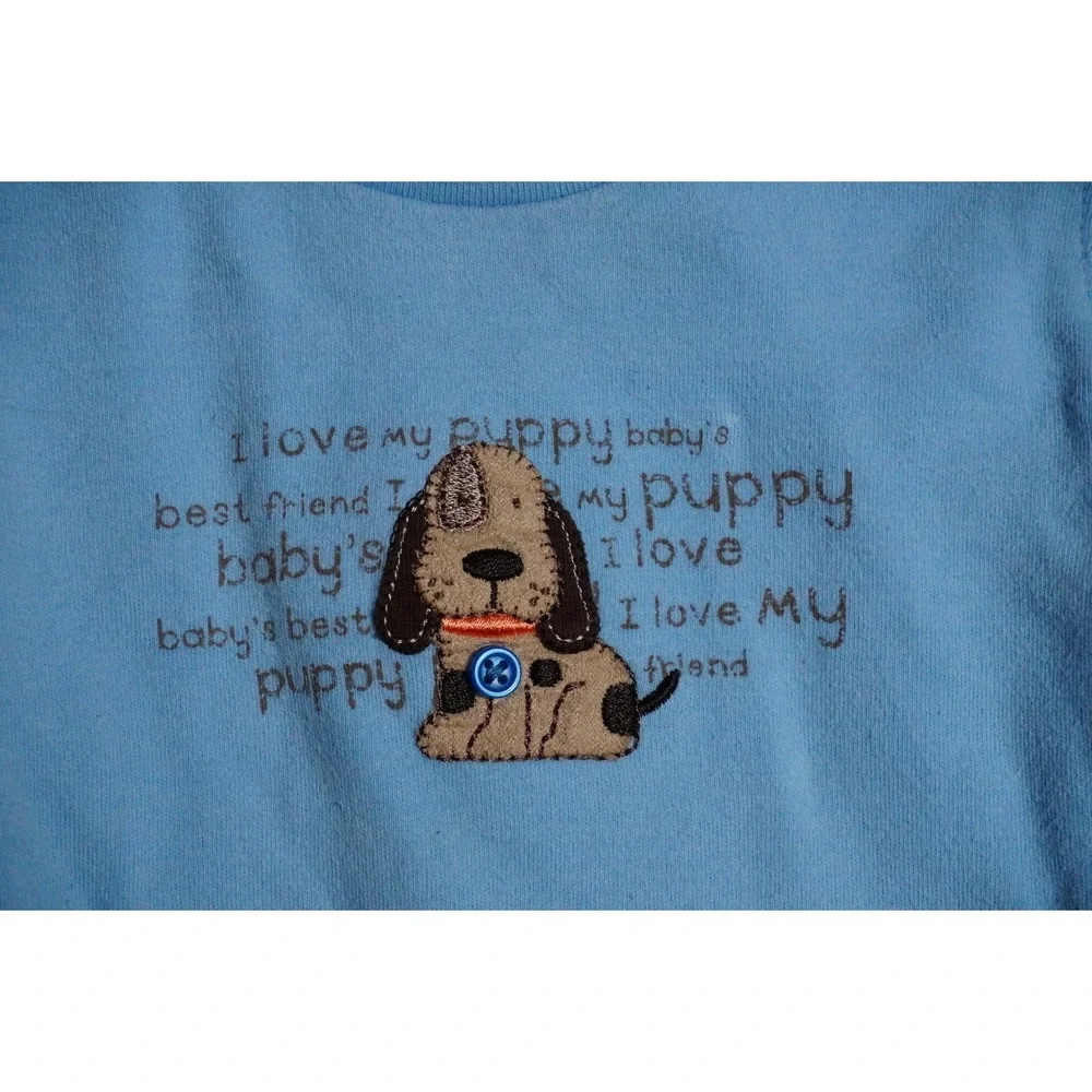 Carter's Long Sleeve Bodysuit 9 Months Puppy Graphic Light Blue